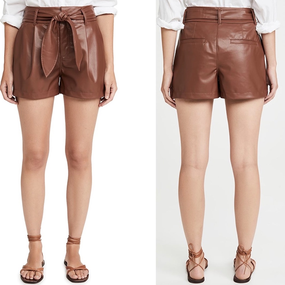 DAVID LERNER - Lexi pleated leather shorts in Cognac, 6 - Picture 7 of 7